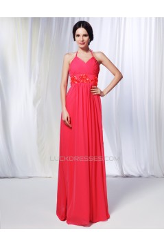 Sheath/Column Halter Long Chiffon Prom Evening Formal Dresses Bridesmaid Dresses ED010996