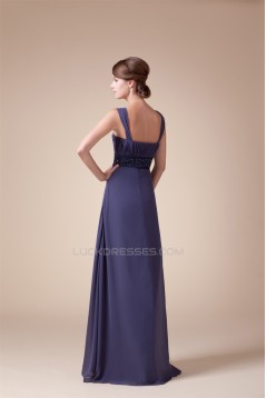 A-Line Beading Straps Floor-Length Chiffon Long Prom Evening Formal Dresses 02020005