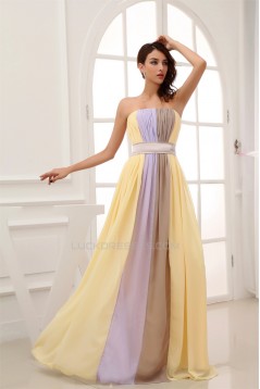 A-Line Chiffon Strapless Long Prom/Formal Evening Dresses 02020013