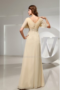A-Line Floor-Length V-Neck Chiffon Formal Evening Mother of the Bride Dresses 02020020