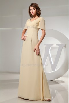 A-Line Floor-Length V-Neck Chiffon Formal Evening Mother of the Bride Dresses 02020020