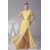 A-Line One-Shoulder Sleeveless Draped Floor-Length Long Yellow Prom Evening Bridesmaid Dresses 02020022