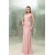 Affordable Sheath/Column Pleats Halter Floor-Length Chiffon Long Pink Evening Formal Bridesmaid Dresses 02020025