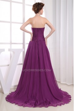 A-Line Ruched Strapless Chiffon Long Purple Prom/Formal Evening Dresses 02020026