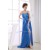 A-Line Sleeveless Brush Sweep Train Beading Long Blue Evening Party Formal Dresses 02020033