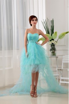 High Low Sweetheart Beaded Fine Netting Sweetheart Prom/Formal Evening Dresses 02020038
