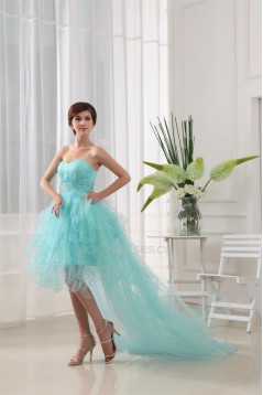 High Low Sweetheart Beaded Fine Netting Sweetheart Prom/Formal Evening Dresses 02020038