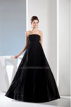 Empire Strapless Chiffon Long Black Prom/Formal Evening Dresses Maternity Evening Dresses 02020042