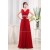A-Line V-Neck Beading Floor-Length Sleeveless Long Red Prom Evening Bridesmaid Dresses 02020049