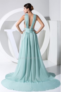 A-Line V-Neck Chiffon Long Prom/Formal Evening Bridesmaid Dresses 02020050