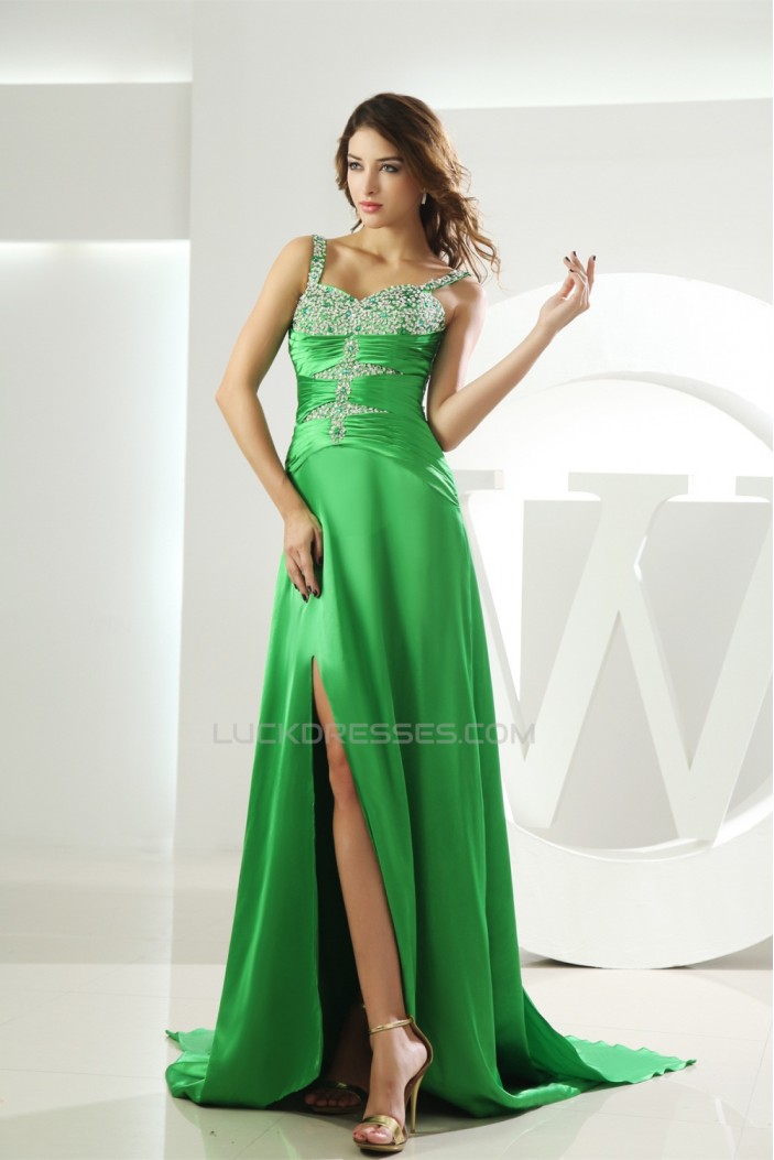 Beading A-Line Brush Sweep Train Sleeveless Prom/Formal Evening Dresses 02020063