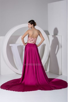 Beading Court Train A-Line Sleeveless Chiffon Prom/Formal Evening Dresses 02020074