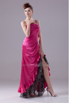 Beading Elastic Woven Satin Leopard Printed Chiffon One-Shoulder Prom/Formal Evening Dresses 02020075