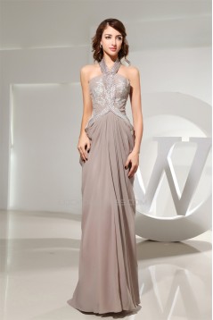 Elegant Sheath/Column Beading Halter Floor-Length Long Prom/Formal Evening Dresses 02020078