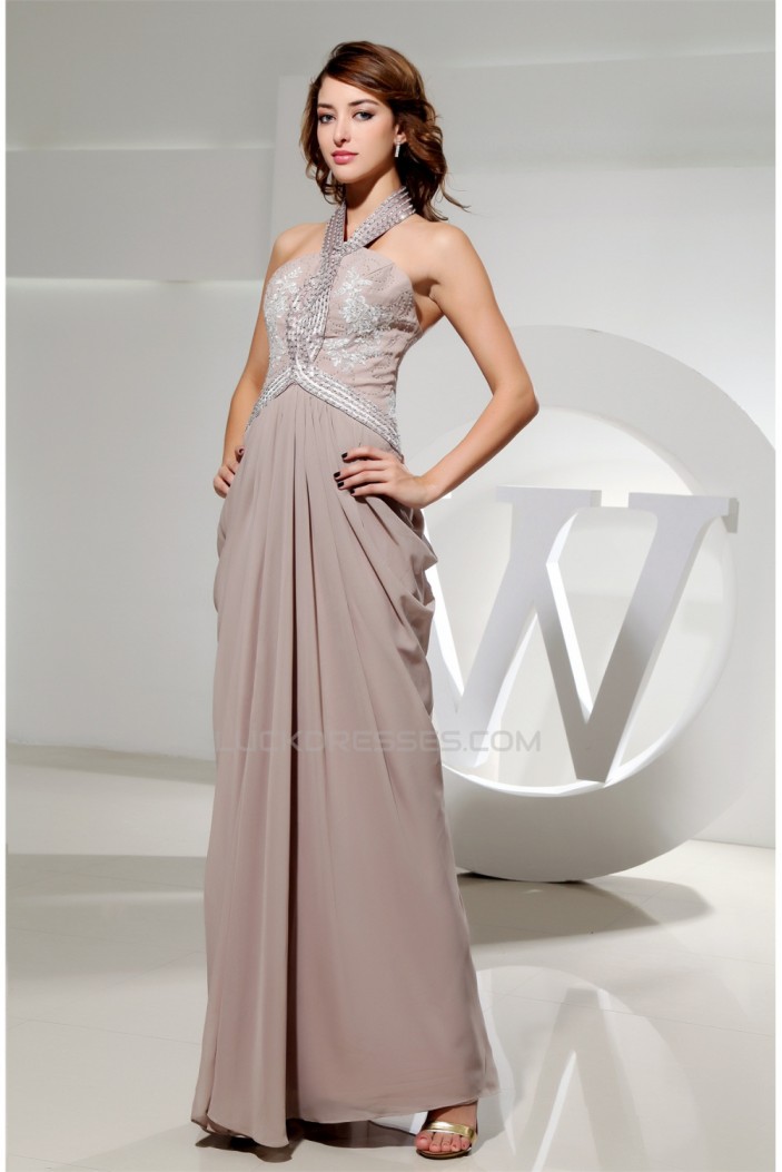 Elegant Sheath/Column Beading Halter Floor-Length Long Prom/Formal Evening Dresses 02020078