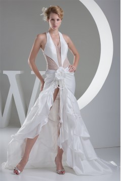 Beading Halter Sleeveless Taffeta Fine Netting Prom/Formal Evening Dresses 02020079