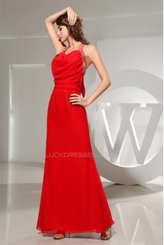 Beading Mermaid/Trumpet Halter Long Red Floor-Length Prom/Formal Evening Dresses 02020081