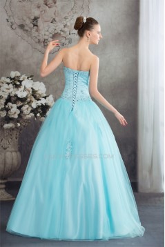 Ball Gown Sweetheart Beading Satin Lace Fine Netting Floor-Length Prom/Formal Evening Dresses 02020086