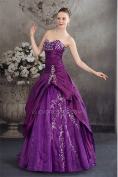 Ball Gown Sweetheart Beading Taffeta Fine Netting Floor-Length Prom/Formal Evening Dresses  02020103