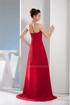 A-Line Chiffon Brush Sweep Train Long Red Prom/Formal Evening Dresses 02020107