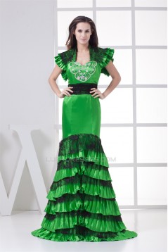 Brush Sweep Train Beading Lace Silk like Satin Prom/Formal Evening Dresses 02020109