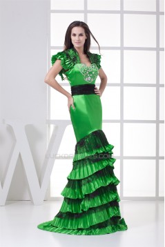 Brush Sweep Train Beading Lace Silk like Satin Prom/Formal Evening Dresses 02020109