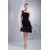 A-Line Short/Mini One-Shoulder Sleeveless Sequins Black Dresses 02021097