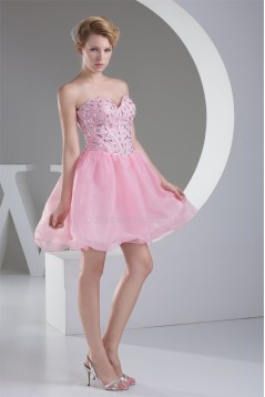 Organza Silk like Satin Sleeveless Short/Mini Homecoming Dresses 02021104