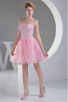 Organza Silk like Satin Sleeveless Short/Mini Homecoming Dresses 02021104
