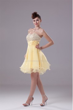A-Line Ruched Organza Silk like Satin Sequined Material Prom/Formal Evening Dresses 02021107