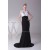 Trumpet/Mermaid Brush Sweep Train Chiffon Black White Long Prom/Formal Evening Dresses 02020112