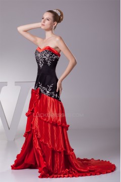 Brush Sweep Train Black Red Long Prom/Formal Evening Dresses 02020113