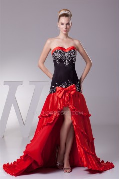 Brush Sweep Train Black Red Long Prom/Formal Evening Dresses 02020113