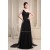 Brush Sweep Train One-Shoulder A-Line Chiffon Sequins Long Black Prom/Formal Evening Dresses 02020114
