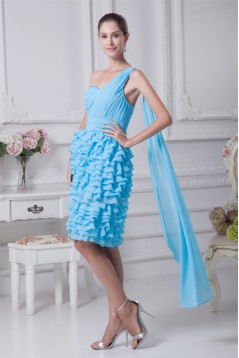 Sheath/Column One-Shoulder Chiffon Sleeveless Evening Party Dresses 02021144