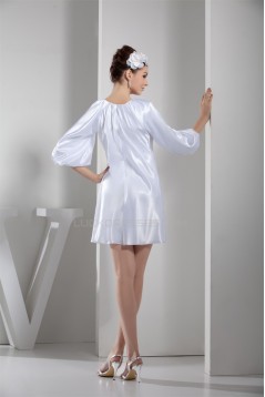 Silk like Satin Ruffles Sheath/Column Short/Mini Bridesmaid Dresses 02021196