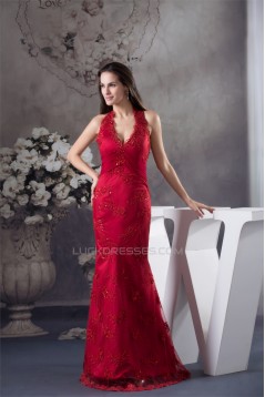 Trumpet/Mermaid Brush Sweep Train Long Red Beading Prom/Formal Evening Dresses 02020120