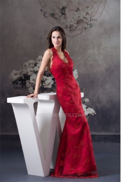 Trumpet/Mermaid Brush Sweep Train Long Red Beading Prom/Formal Evening Dresses 02020120