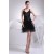 Sleeveless Halter Cascading Ruffles Knee-Length Little Black Dresses 02021209