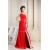 A-Line Brush Sweep Train One-Shoulder Long Red Prom Evening Bridesmaid Dresses 02020122