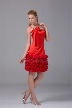 Sleeveless Short/Mini Beading Taffeta Silk like Satin Prom/Formal Evening Dresses 02021225