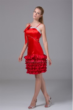 Sleeveless Short/Mini Beading Taffeta Silk like Satin Prom/Formal Evening Dresses 02021225