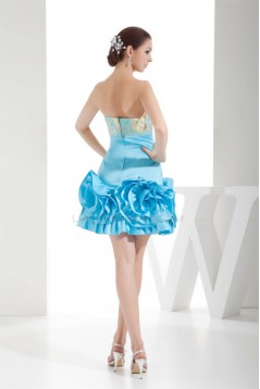 Strapless Pleats Knee-Length Sleeveless Prom/Formal Evening Dresses 02021245