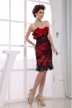 Strapless Silk like Satin Fine Netting Sleeveless Prom/Formal Evening Dresses 02021251