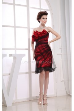 Strapless Silk like Satin Fine Netting Sleeveless Prom/Formal Evening Dresses 02021251