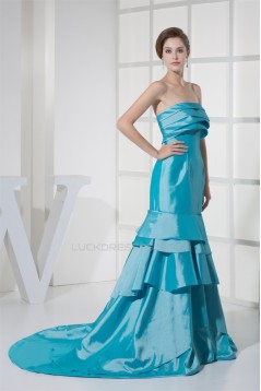 Trumpet/Mermaid Brush Sweep Train Taffeta Strapless Prom/Formal Evening Dresses 02020127