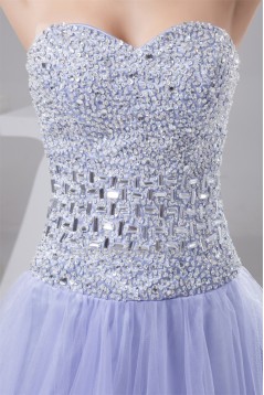A-Line Knee-Length Beading Sweetheart Fine Netting Prom/Formal Evening Dresses 02021279