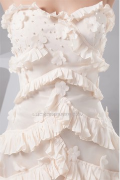 A-Line Sleeveless Knee-Length Taffeta Organza Silk like Satin Prom/Formal Evening Dresses 02021281