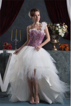 Asymmetrical High Low One-Shoulder Lace Tulle Prom/Formal Evening Dresses 02021285