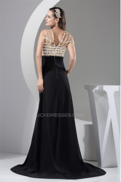 Brush Sweep Train V-Neck Beading A-Line Prom/Formal Evening Dresses 02020129